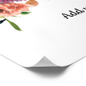 ブルガンディピーチウォーターカラーフローラユアオート文字 ポスター (角)