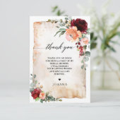 ブルガンディピーチコーラルピンクローゼスブライダルシャワー サンキューカード (スタンド正面)