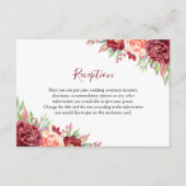 ブルガンディピーチバラウォーターカラーフローラ結婚ズ エンクロージャーカード (正面)