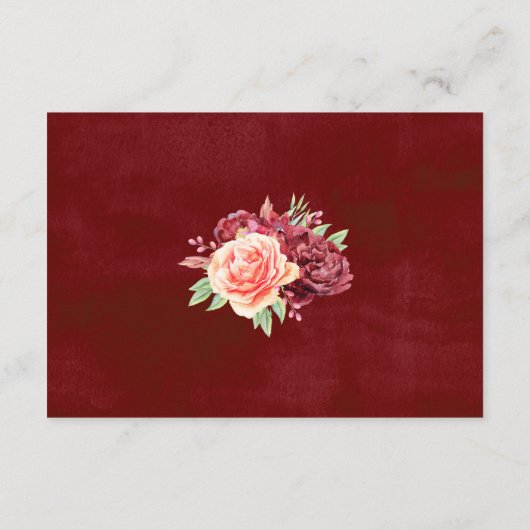 ブルガンディピーチバラウォーターカラーフローラ結婚ズ エンクロージャーカード (裏面)