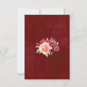 ブルガンディピーチバラウォーターカラーフローラ結婚ズ 出欠カード (裏面)