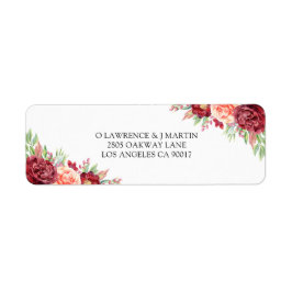 ブルガンディピーチバラウォーターカラーフローラ ラベル