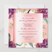 ブルガンディピーチピンクフローラトロピカルピーニー誕生日 招待状 (正面)