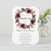 ブルガンディピーチフローラSweet sixteenパーティー 招待状 (スタンド正面)