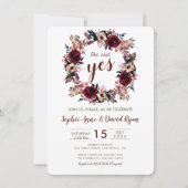 ブルガンディピーチマルサラフローラ婚約パーティ 招待状 (正面)