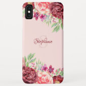 ブルガンディピーチ赤面フローラバラモノグラム Case-Mate iPhoneケース (裏面)