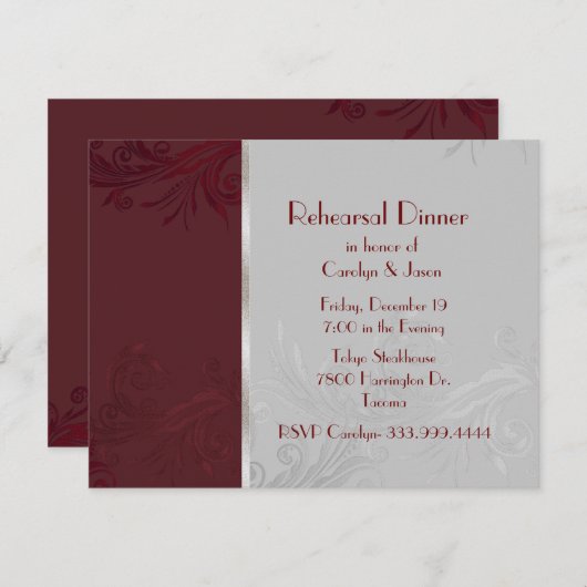 ブルガンディフローリハーサルディナー招待状 招待状 (正面/裏面)