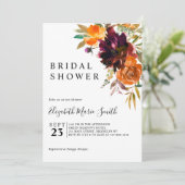 ブルガンディブラウンフローラ秋秋ブライダルシャワー 招待状 (スタンド正面)