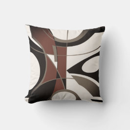 ブルガンディブラックタンオフホワイトアーモダント抽象芸術 クッション