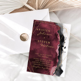 ブルガンディブラック&金ゴールド結婚式招待状 招待状