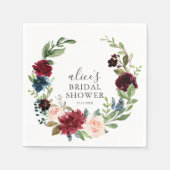 ブルガンディブルーガーデンブライダルシャワー スタンダードカクテルナプキン (正面)