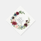 ブルガンディブルーガーデンブライダルシャワー スタンダードカクテルナプキン (角)