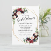 ブルガンディブルージオメトリック金ゴールドブライダルシャワー 招待状 (スタンド正面)