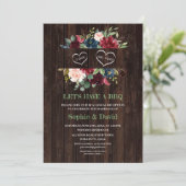 ブルガンディブルーピンクフローラフレームバーンI DO BBQ 招待状 (スタンド正面)