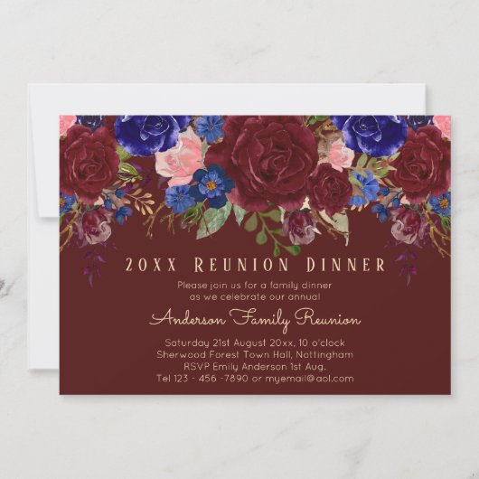 ブルガンディブルーピンクローゼスフローラファミリー懇親会 招待状 (正面)