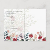 ブルガンディブルーフローラウェディングRSVP ポストカード (裏面)