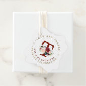 ブルガンディブルーフローラモノグラム結婚サーキュラー フェイバータグ (インサイチュ)