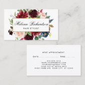 ブルガンディブルー美容師アポイントメントカード 予約カード (正面/裏面)