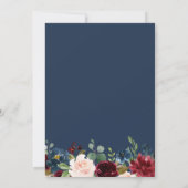 ブルガンディブルー赤面フラワーズバーチャルブライダルシャワー 招待状 (裏面)