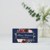 ブルガンディブルー金ゴールド美容師アポイントメントカード 予約カード (スタンド正面)