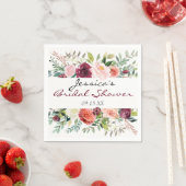 ブルガンディブーケパーソナライズされたフローラナプキン スタンダードカクテルナプキン (インサイチュ)