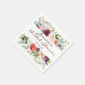 ブルガンディブーケパーソナライズされたフローラナプキン スタンダードカクテルナプキン (角)