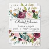 ブルガンディブーケブライダルシャワー招待 招待状 (正面/裏面)