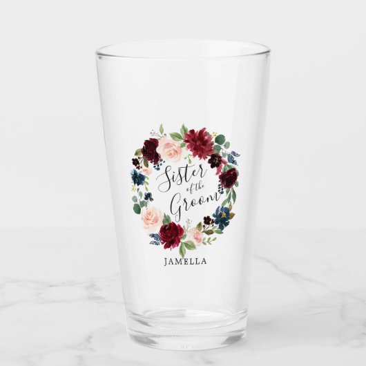 ブルガンディブーケリースシスターオブザグルーミング タンブラーグラス (正面)