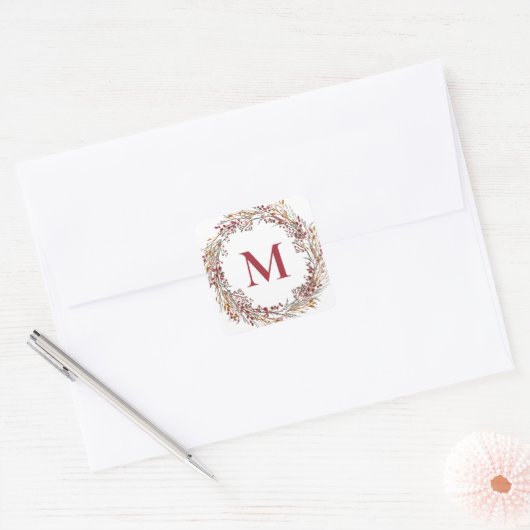 ブルガンディベリーズワラスモノグラムホリデイ スクエアシール (封筒)