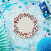 ブルガンディベリー&ティール（緑がかった色）離れアイボリー ペーパープレート (パーティー)