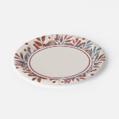 ブルガンディベリー&ティール（緑がかった色）離れアイボリー ペーパープレート (アングル)