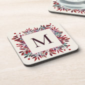 ブルガンディベリー&紅葉モノグラム コースター (左側)