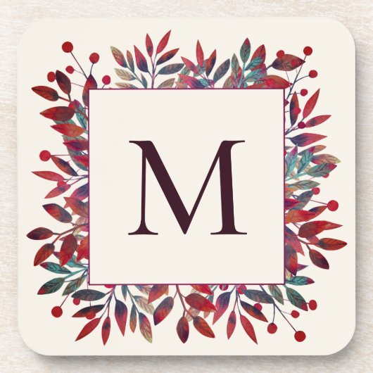 ブルガンディベリー&紅葉モノグラム コースター (正面)