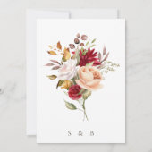 ブルガンディベージュロマンチックフローラ結婚式招待状 招待状 (裏面)