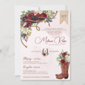 ブルガンディホリデーフローラウエスタンチャロキンセアニェラ 招待状 (正面)