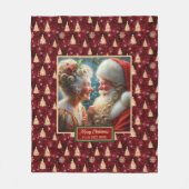 ブルガンディホリデーブランケットクリスマスサンタクロース フリースブランケット (正面)