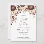 ブルガンディホワイトフローラ植物学Sweet sixteen16 招待状 (正面)