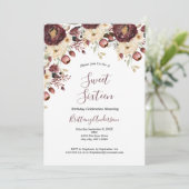 ブルガンディホワイトフローラ植物学Sweet sixteen16 招待状 (スタンド正面)