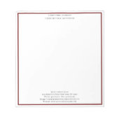 ブルガンディホワイトプロフェッショナルビジパーソナライズされたネス ノートパッド (正面)