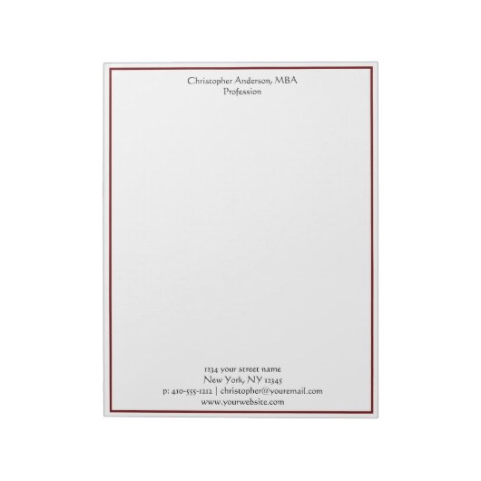 ブルガンディホワイトミニマリストビジネスプロフェッショナル ノートパッド (回転)