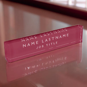 ブルガンディホワイトモダンエレガントプロフェッショナルクラス デスクネームプレート