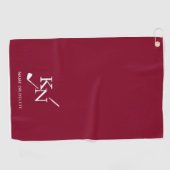 ブルガンディホワイトモノグラムネームクラシックイニシャル ゴルフタオル (横)