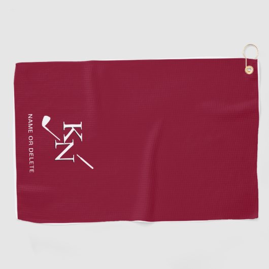 ブルガンディホワイトモノグラムネームクラシックイニシャル ゴルフタオル (横)