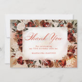 ブルガンディホワイトローズ秋フローラ70誕生日 サンキューカード (正面)