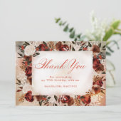 ブルガンディホワイトローズ秋フローラ70誕生日 サンキューカード (スタンド正面)