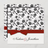 ブルガンディボウフラワー結婚式招待状 招待状 (正面/裏面)