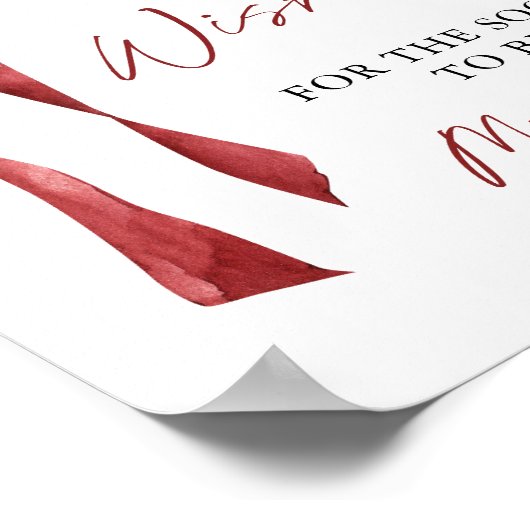 ブルガンディボウブライダルシャワーアドバイス&ウィッシュズサイン ポスター (角)