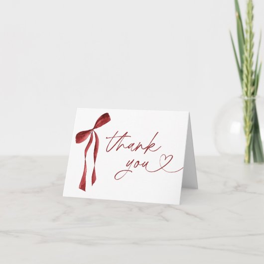 ブルガンディボウブライダルシャワーサンキューカード サンキューカード (正面)