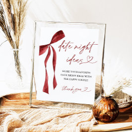 ブルガンディボウブライダルシャワーデイトナイトアイディアサイン ポスター