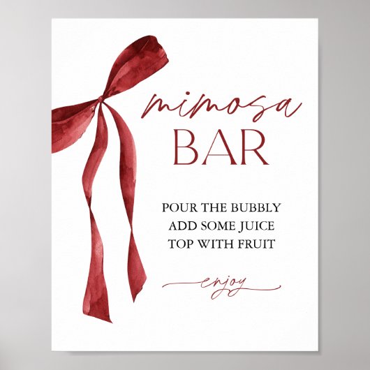 ブルガンディボウミモサバーブライダルシャワーサイン ポスター (正面)